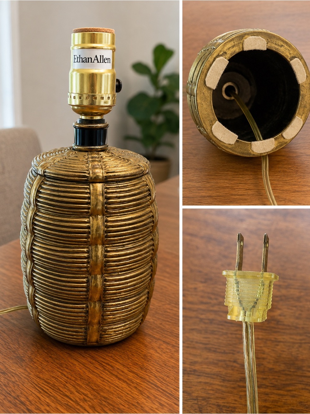 Vintage Mid-Century Ethan Allen Brass Barrel Accent Lamp